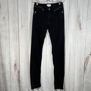 Zadig & Voltaire Eva Zip Jeans Black Noir raw hem sz 24